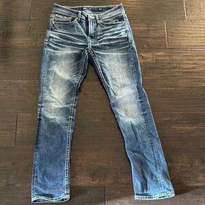 BKE Men's Slim Straight Jeans in Washed Blue